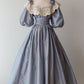 Blaues süßes elegantes Spitzen-Babydoll-Kragen Kurzarm langes Ballkleid Abendkleid nv2825