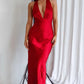 Red simple elegant low-cut V-neck slim long ball gown prom dress evening dress party dress nv2626