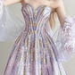 Ombre Pink Purple Feather Prom Gown Strapless Sweetheart Rhinestone Formal Dress  NV7164