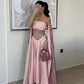 Pink Vintage Exquisite Floral Strap Long Tulle Princess Ball Gown Evening Dress nv3311