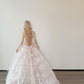 Light Pink Strapless Sweetheart Prom Gown Floral Beaded 3D Feather Sheer Tulle A Line Evening Dress  NV7153