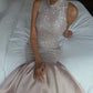 Silver Shiny Sequin Sleeveless Long Evening Gown Party Dress nv2734