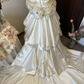 Robe de mariée longue en satin blanc ivoire à fleurs et perles, robe de soirée, nv4216