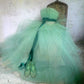 Green cute fashion tube top long tulle sweet elegant ball gown evening dress graduation dress adult ceremony dress nv3301