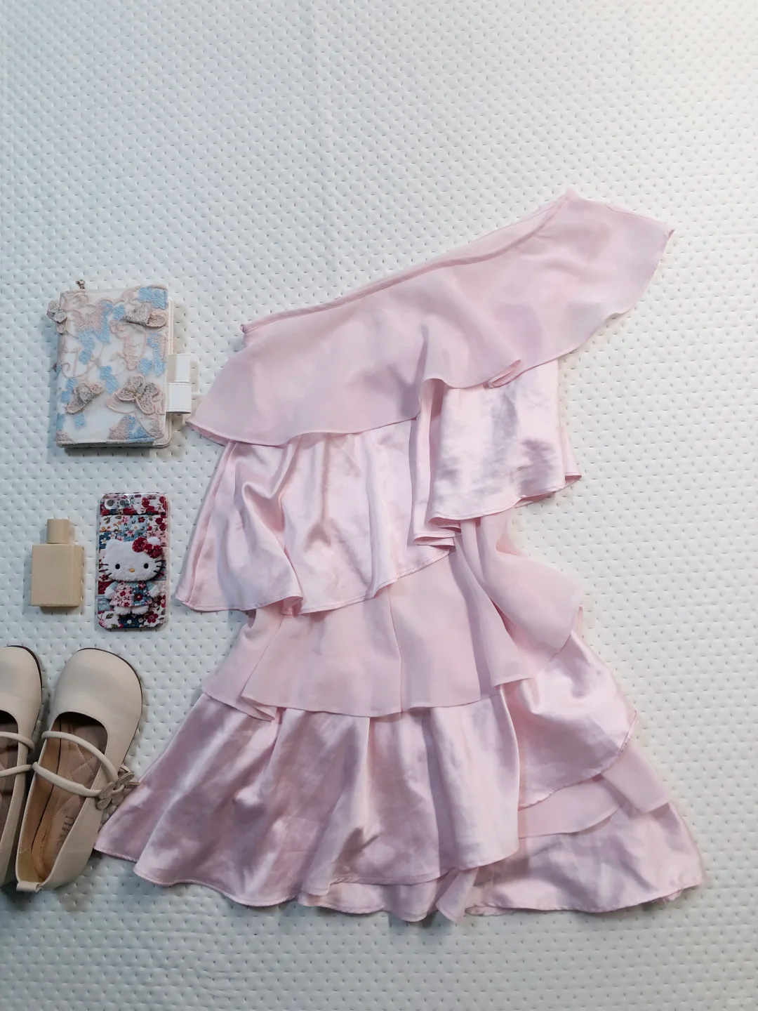 Off White One Shoulder Short Homecoming Dress Tiered Ruffle Satin Cocktail Gown  NV6923
