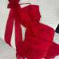Robe de soirée longue en mousseline de soie à volants, élégante et florale, style bal de promo, rouge, nv3550