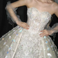 Strapless White Short Prom Dress, Beaded Tulle Princess Evening Gown  NV7111