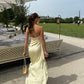 Yellow Fashion Off-shoulder Long Satin Slim Fit Ball Gown Evening Gown Party Dress nv3162