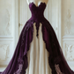 Robe gothique longue en tulle et dentelle noire et blanche à empiècements et manches papillon, modèle NV6172
