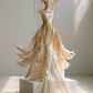 Ivory One Shoulder Gold Embellished Ruffled Chiffon Mermaid Gown  NV7472