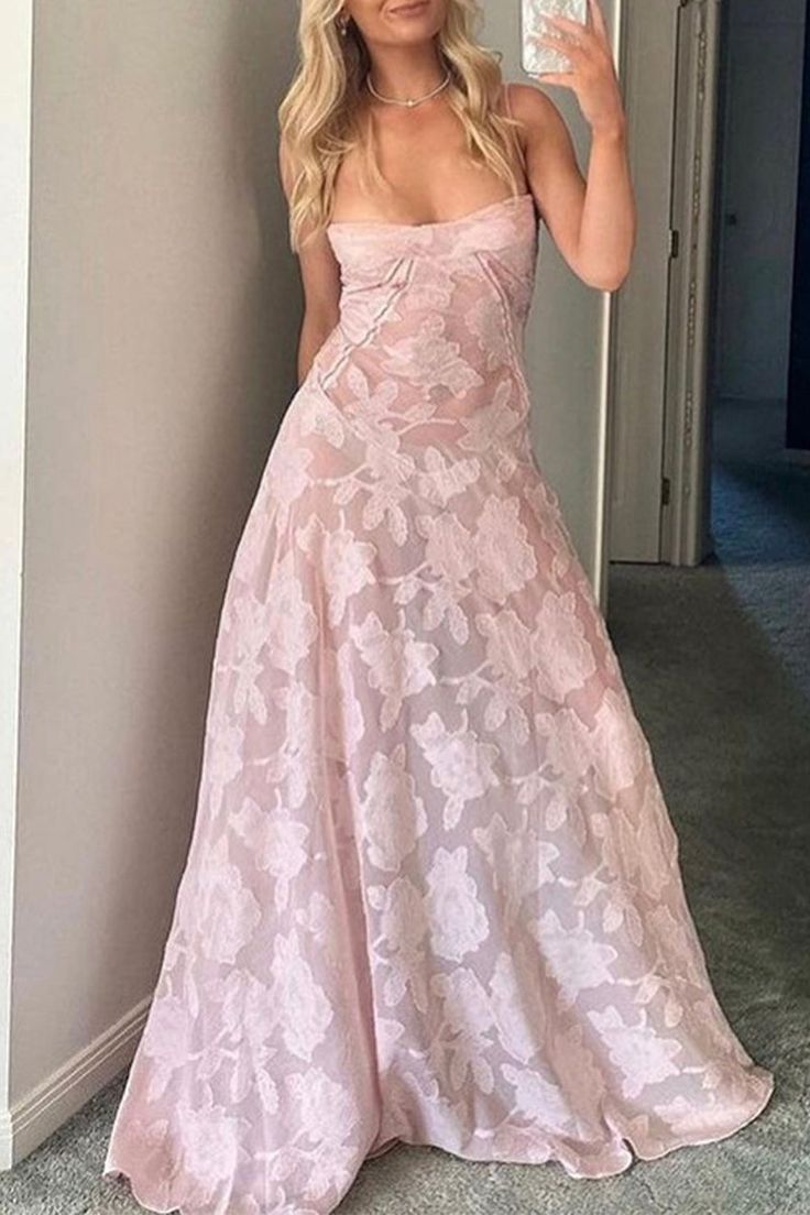 Robe de soirée élégante à bretelles spaghetti et sirène sans manches en dentelle rose nv1790