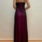 Robe de soirée longue en tulle violet vintage à col en V et coupe trapèze, nv3438