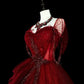 Burgundy sweetheart beaded tulle dress off the shoulder sweet 16 years old dress nv4283