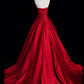 Robe de soirée longue rouge en satin à épaules dénudées et col en V, robe de soirée à nouer, nv4281