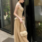 Champagner Elegantes Rundhalsausschnitt Ärmelloses Meerjungfrau Langes Chiffon Ballkleid Abendkleid Partykleid nv3748