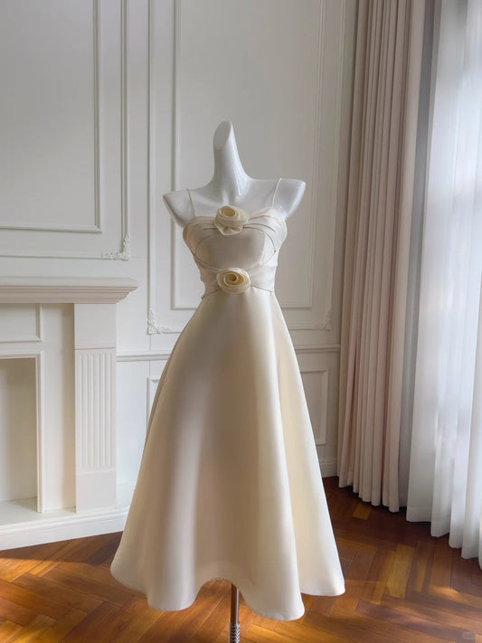 Pastel Yellow Sweet Elegant Delicate Floral Long Chiffon Homecoming Dress Prom Dress Evening Dress Party Dress nv4133
