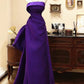 Purple Pretty Elegant Fashion Spaghetti Strap Long Satin Ball Gown Evening Dress Party Dress nv3727