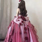 Robe de soirée rose à fleurs, courte devant et longue derrière, robe d'anniversaire nv5175
