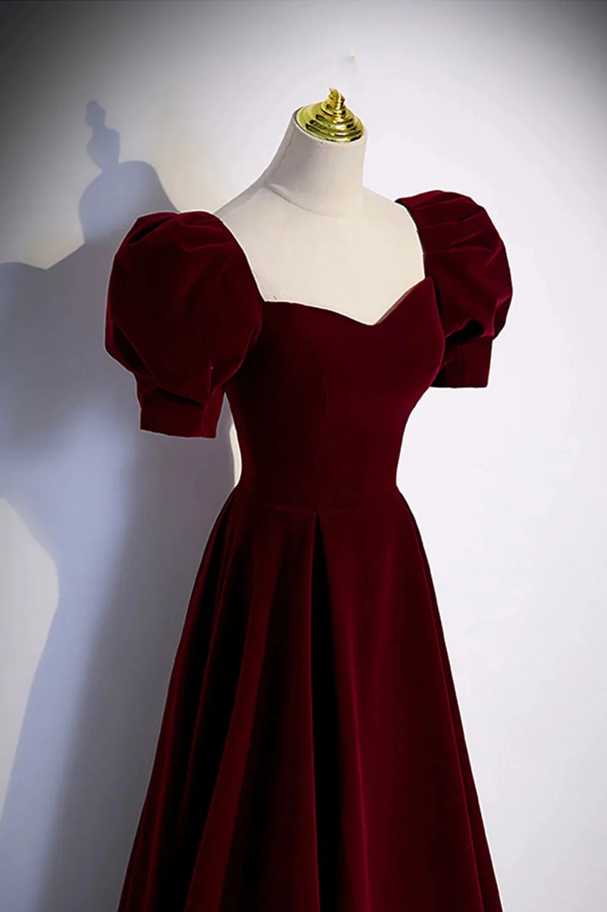 Beautiful Burgundy A-line Velvet Long Party Dress Prom Gown Evening Gown nv2131