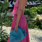 Blau/Rosa Mode Zweiteiler Elegantes Hochzeitsgast-Partykleid Urlaubskleid nv5334