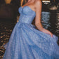 Blaues, wadenlanges Ballkleid aus Tüll, blaues Abendkleid aus Tüll nv1547