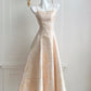 Robe de soirée longue en satin doré pour filles, élégante, nv4545