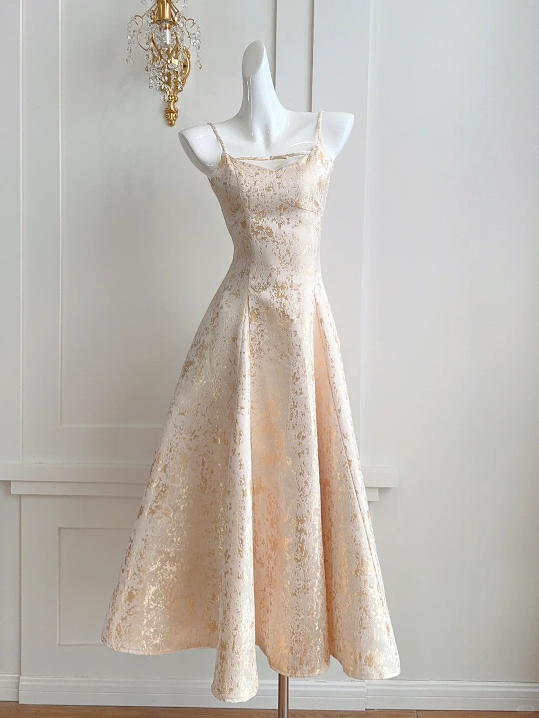 Robe de soirée longue en satin doré pour filles, élégante, nv4545