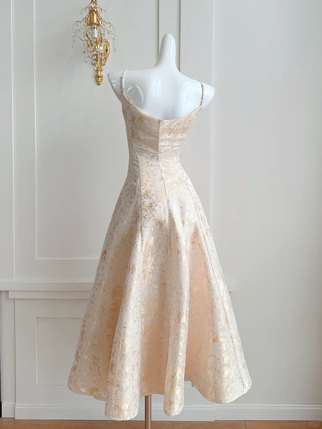 Robe de soirée longue en satin doré pour filles, élégante, nv4545