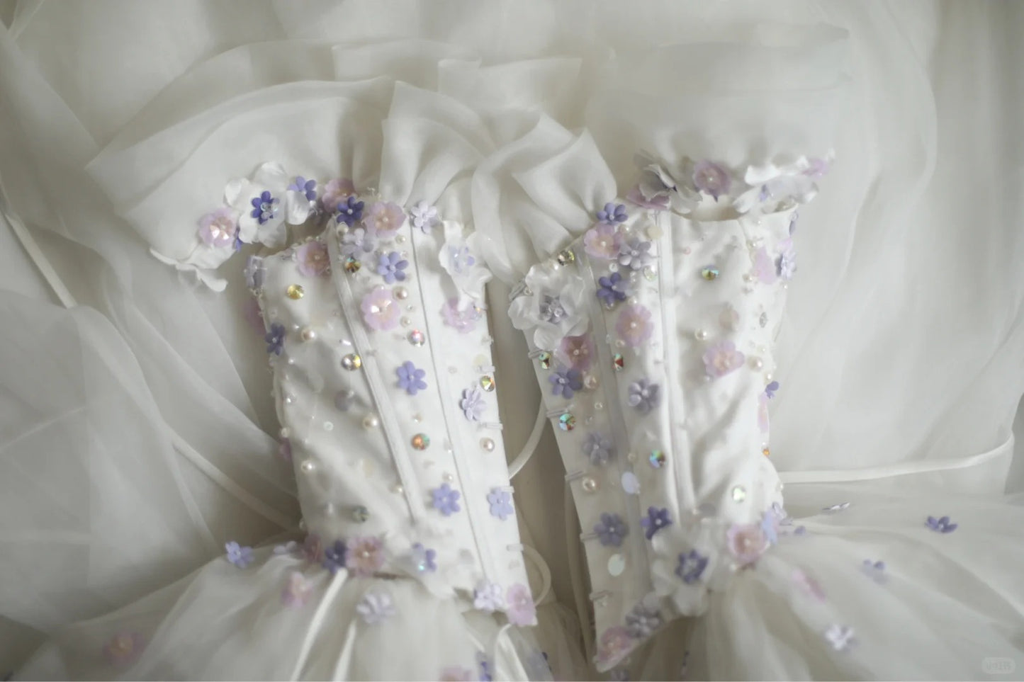 Robe de soirée longue en tulle à fleurs blanches et douces, robe de soirée nv4691