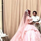 NiceVestidos - Robe de mariée longue en dentelle florale rose exquise NV5832