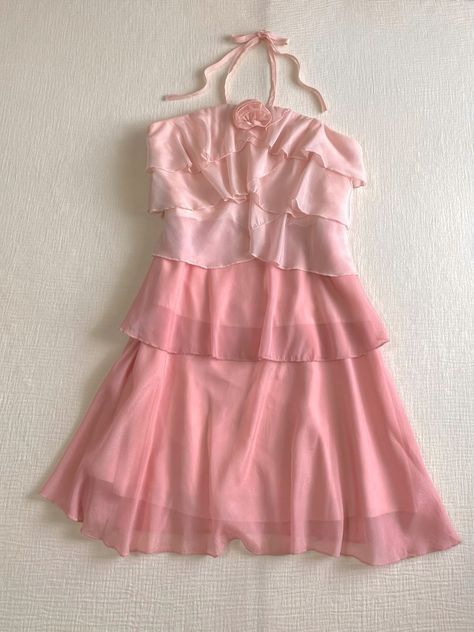 Robe de soirée trapèze rose à bretelles multicouches, courte et élégante, en mousseline de soie, pour anniversaire, nv3905