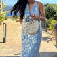 Glitzernde Pailletten Blau Neckholder Rückenfrei Meerjungfrau Langes Abendkleid, Ballkleid nv5338