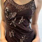Robe de soirée courte noire à bretelles spaghetti brillantes et perles, robe de bal, robe de soirée, robe de soirée nv3428