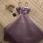 Robe de soirée mi-longue en satin à bretelles spaghetti verte/rouge/violet/bleue nv3206