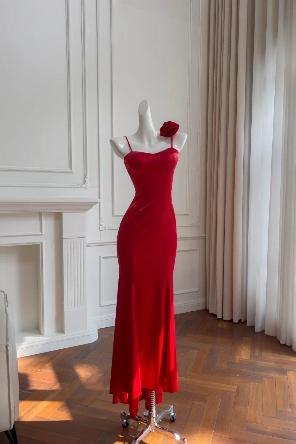 NiceVestidos - Robe longue rouge en satin NV, robe de bal de fin d'année NV5948
