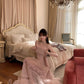 Langes, rosafarbenes Chiffon-Abendkleid NV6745