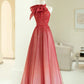 Robe de soirée trapèze élégante en tulle, longueur au sol, magnifique robe de bal, avec appliques florales et perles, coupe trapèze, nv3816