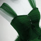 Robe de soirée longue en tulle vert avec perles et décolleté en cœur, coupe trapèze, robe de bal, nv2145