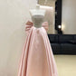 Robe de soirée longue en satin rose scintillant nv4865
