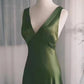A-Linie Grün Satin V-Ausschnitt Tiefem Rücken Ballkleid Abendkleid Partykleid nv1779