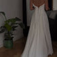 White Solid Pretty Charming Long Chiffon A-Line Floor Length Train Ball Gown Evening Dress Wedding Bridesmaid Dresses prom dress nv3825