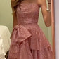 Pink sweetheart cute tube top off shoulder bow long formal dress prom dress evening dress party dress nv2502