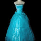Blaues, perlenbesetztes, elegantes, langes Tüll-Ballkleid nv4780