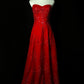 Elegantes, langes Ballkleid-Abendkleid aus rotem, perlenbesetztem Tüll, NV4782