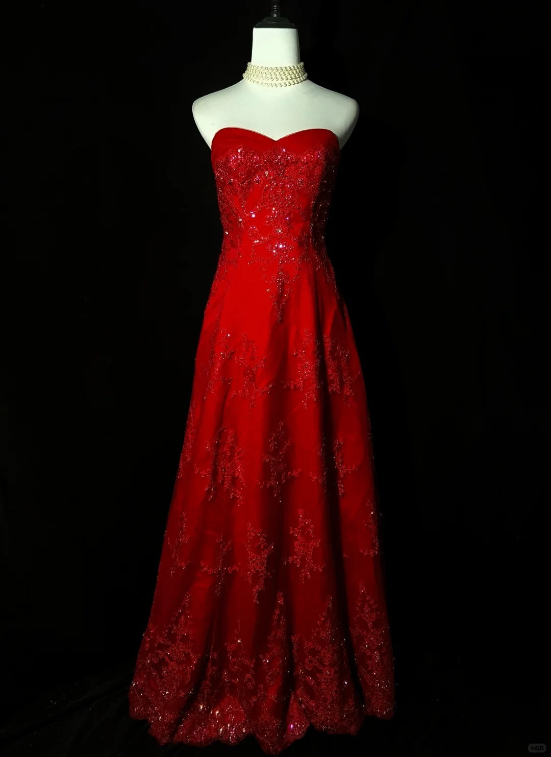 Elegantes, langes Ballkleid-Abendkleid aus rotem, perlenbesetztem Tüll, NV4782