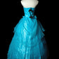 Blaues, perlenbesetztes, elegantes, langes Tüll-Ballkleid nv4780