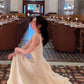 NiceVestidos - Robe de soirée mi-longue, robe d'anniversaire, robe blanche douce en satin NV5670