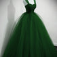 Robe de soirée longue en tulle vert avec perles et décolleté en cœur, coupe trapèze, robe de bal, nv2145