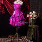 Robe courte en satin violet effet laser NV6663