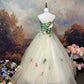 White fashion elegant floral lotus lotus leaf exquisite beading long tulle floor-length ball gown evening dress nv4066